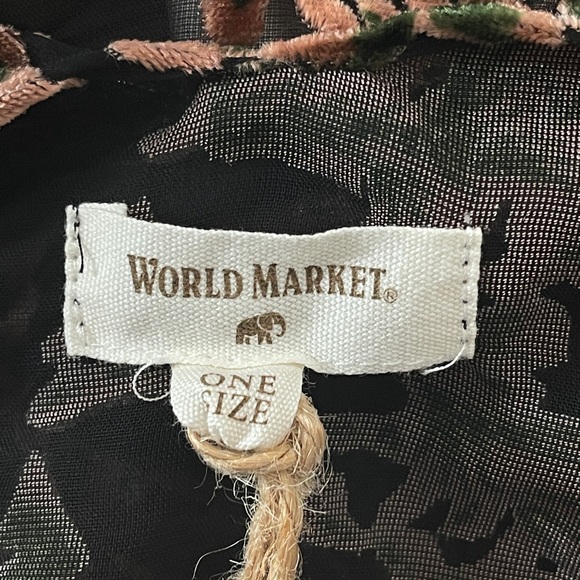 World Market Velvet Burnout Floral Kimono OS Autumn Sheer Fringe Open Front - Picture 9 of 12